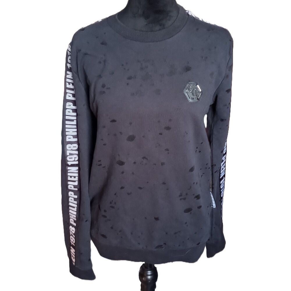 Philipp Plein Couture, Switzerland Women's Size Medium Destressed Sweatshirt